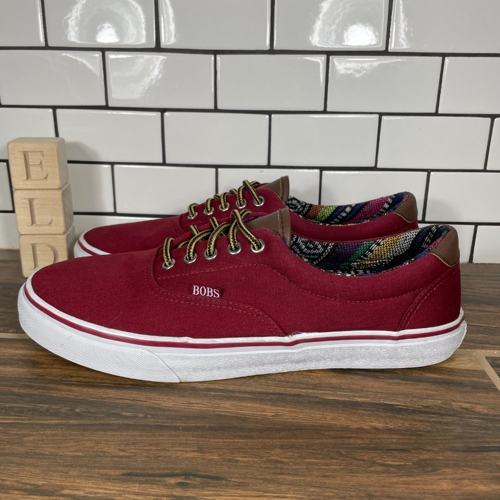 Skechers BOBS California Men's Size 10.5 Shoes Burgundy Canvas Casual Sneakers